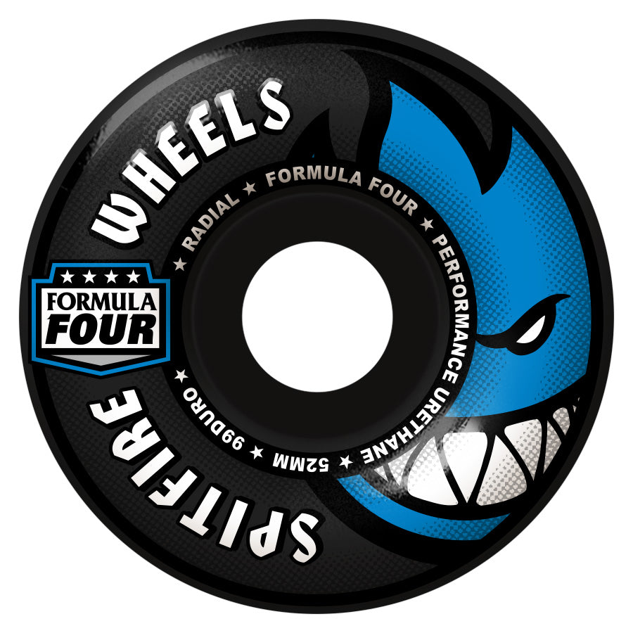 Spitfire Wheels Formula Four F4 Radial Black 52mm 99a