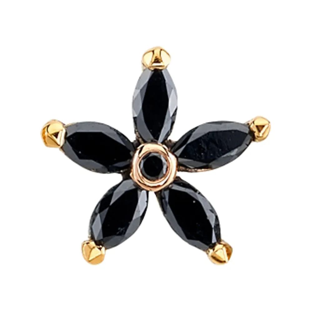 Starflower Threaded End in Gold with Black Diamonds