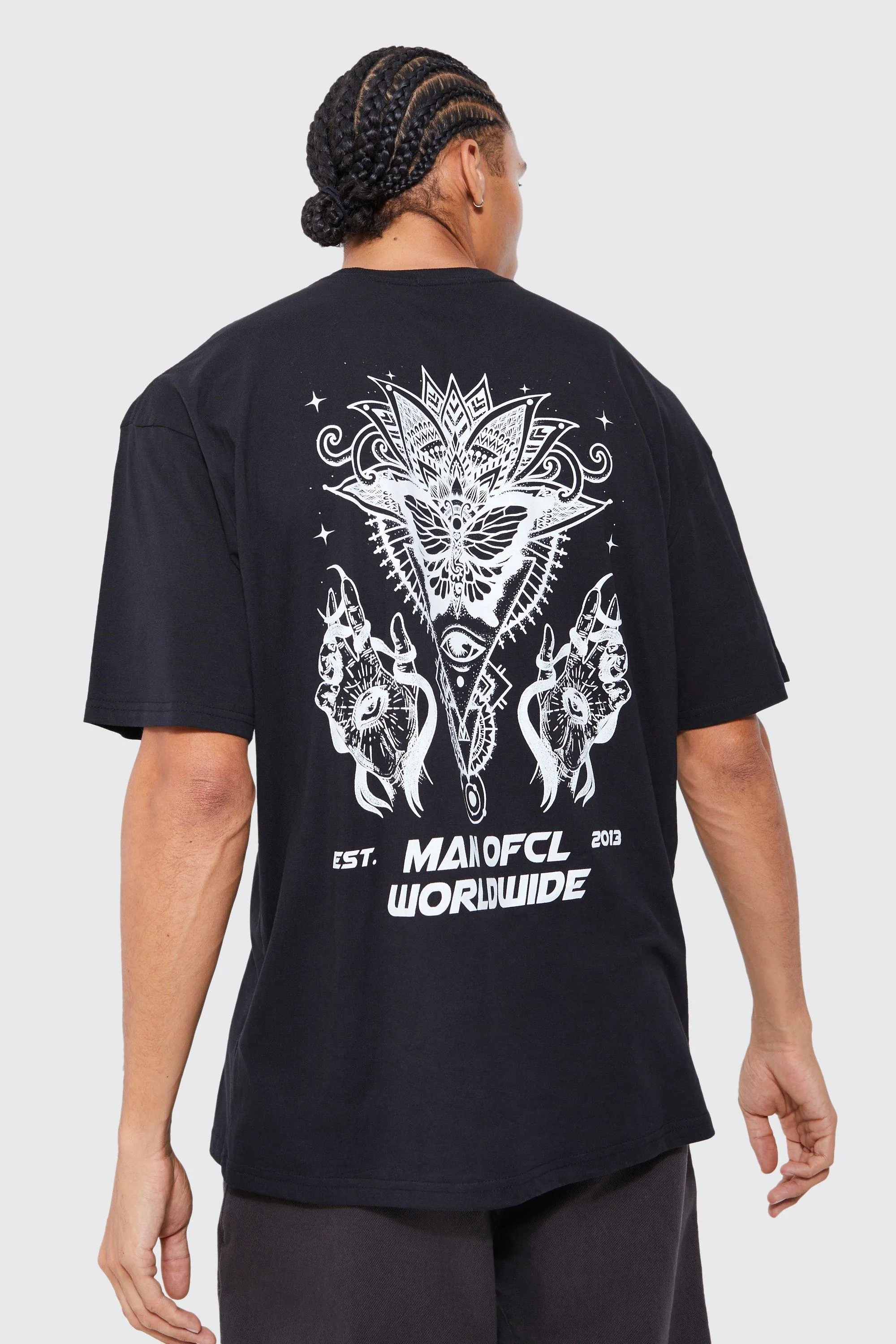 Tall Oversized Mandala Back Graphic T-shirt | boohooMAN UK