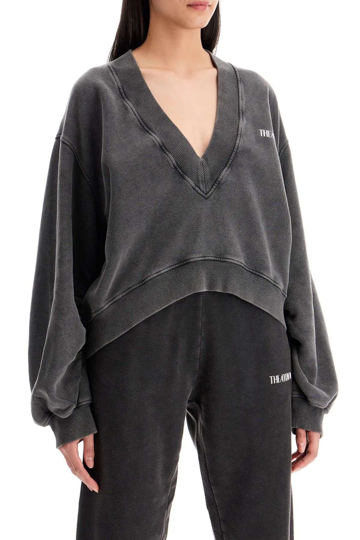 The Attico oversized V Neck Sweatshirt   Grey