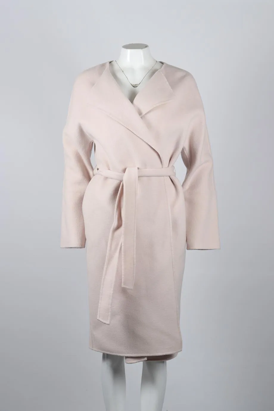 THE COAT CO BELTED CASHMERE AND WOOL BLEND COAT SMALL