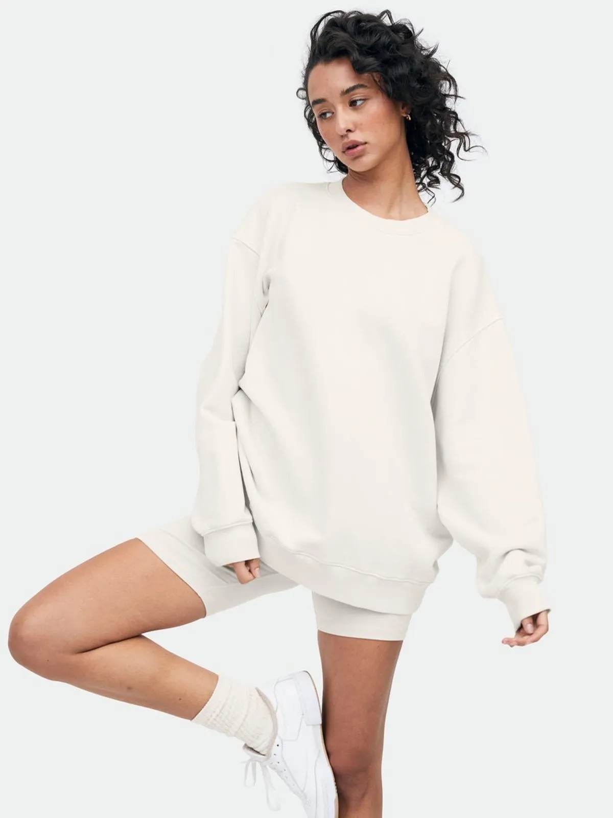 the Label Organic Fleece Oversized Sweatshirt - Bone