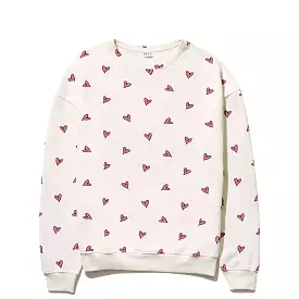 The Oversized All Over Heart Sweatshirt - Cream/Pink