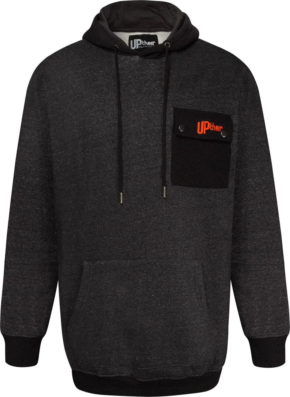 Uptheir Blitz Flap Patch Pocket Hoody - Charcoal Marl