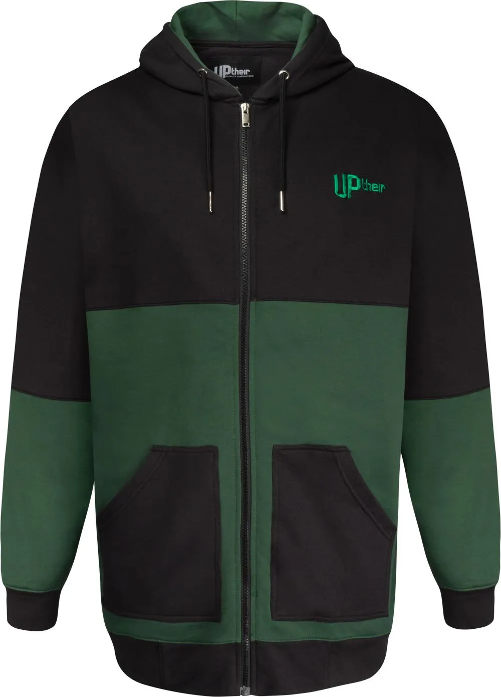 Uptheir Cutting Zip Through Pocket Hoody - Green