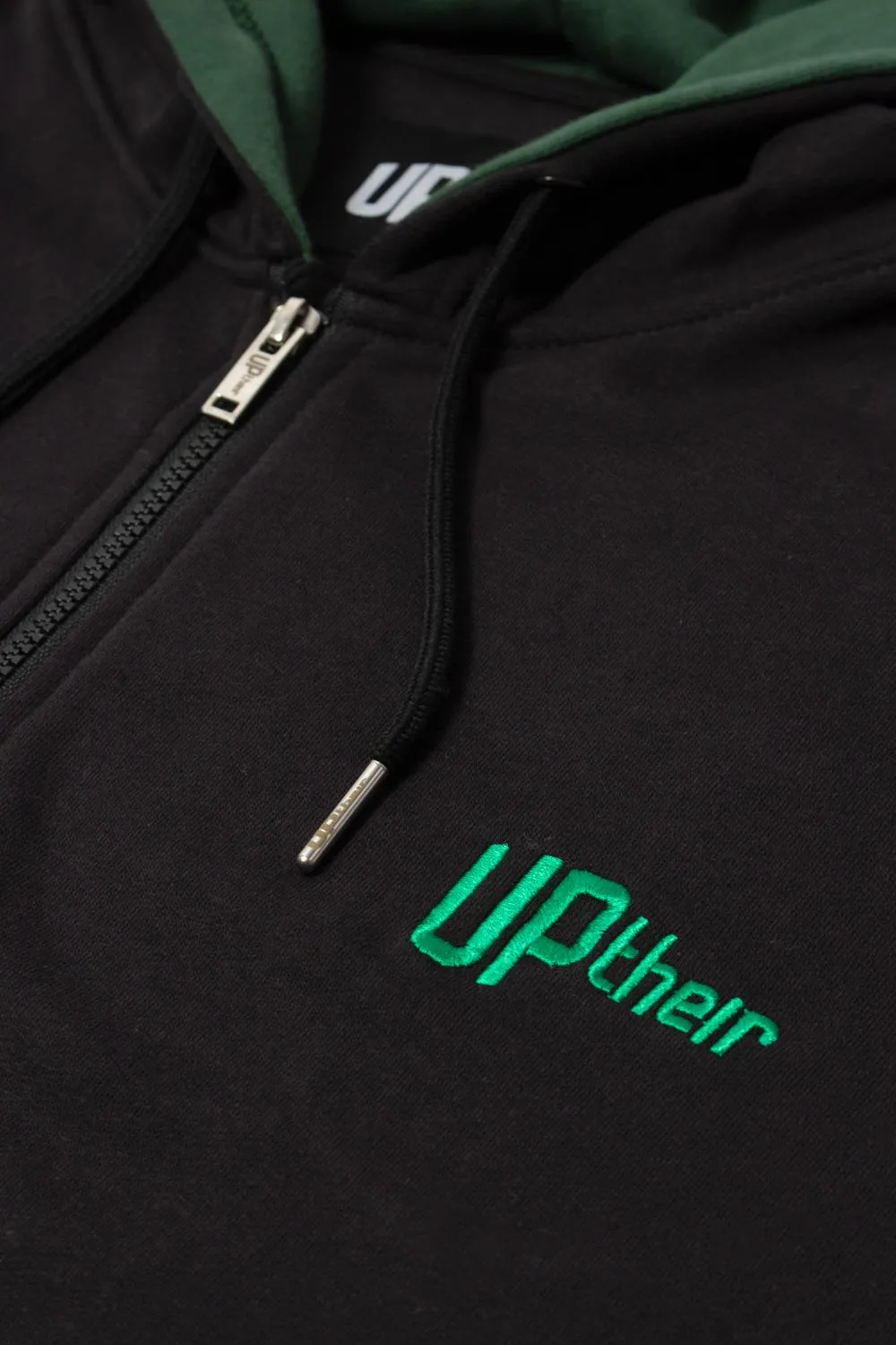 Uptheir Cutting Zip Through Pocket Hoody - Green