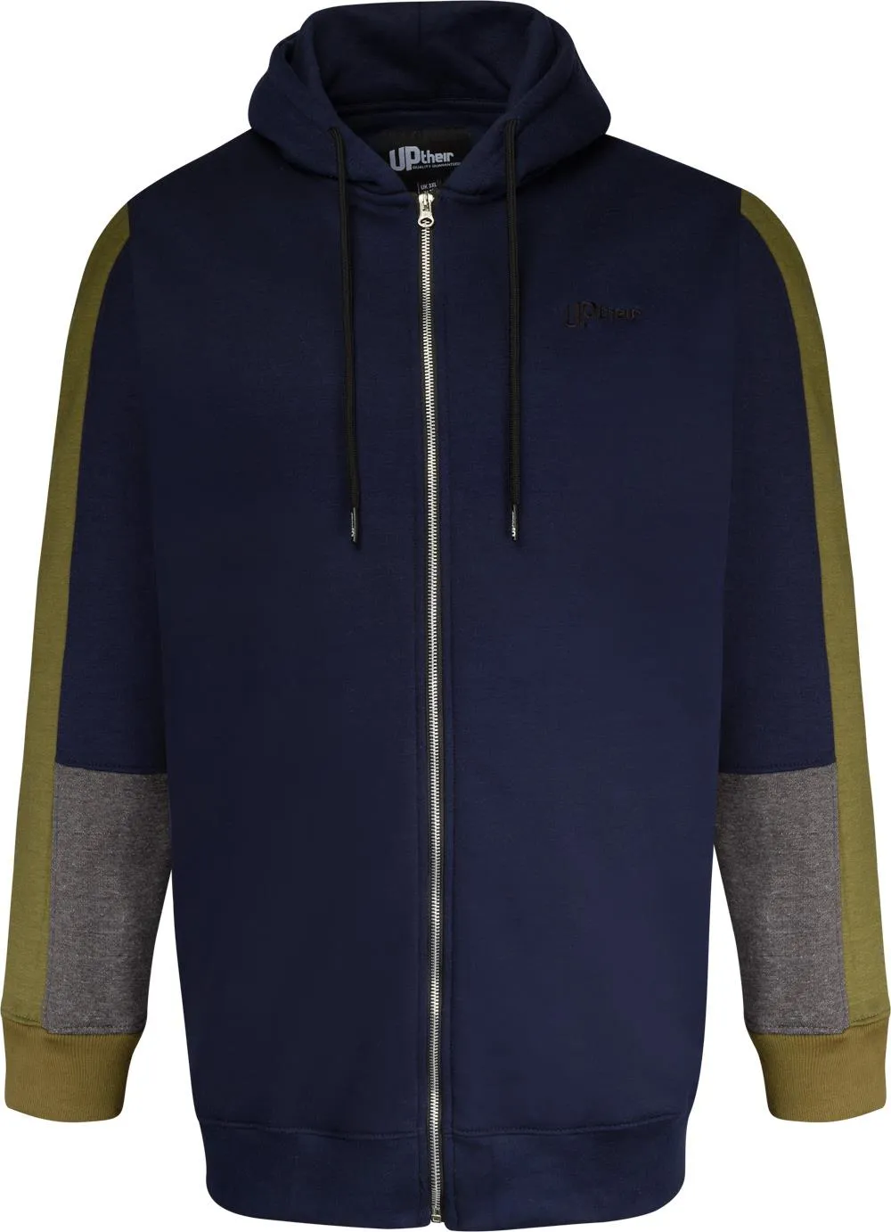 Uptheir Harlem Colour Block Zip Through Hoodie - Navy Grey