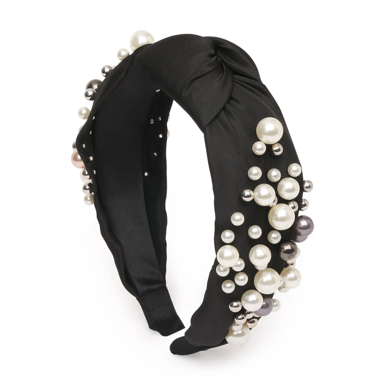 Willow Glamband in Black with Pearls