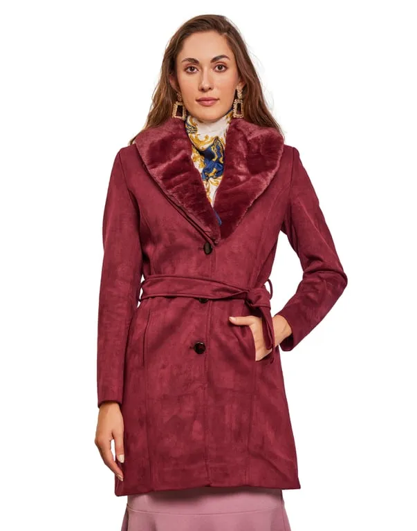 Women Coat Wine Color