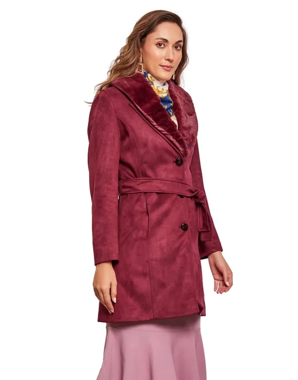 Women Coat Wine Color