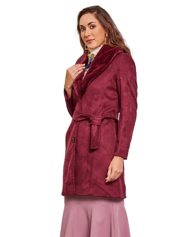 Women Coat Wine Color