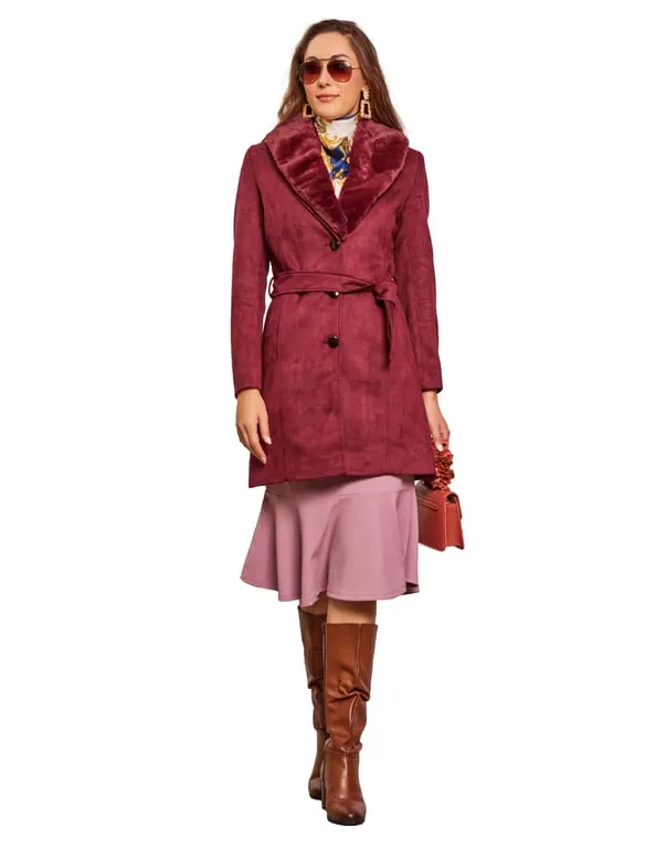 Women Coat Wine Color